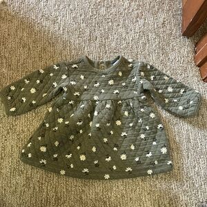 Old Navy Green Baby Dress with Floral Design